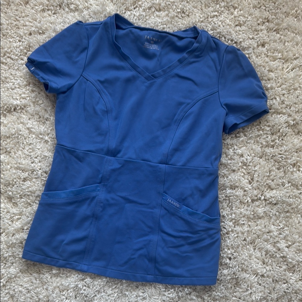 Jaanuu Women's Blue V-Neck Scrub Top